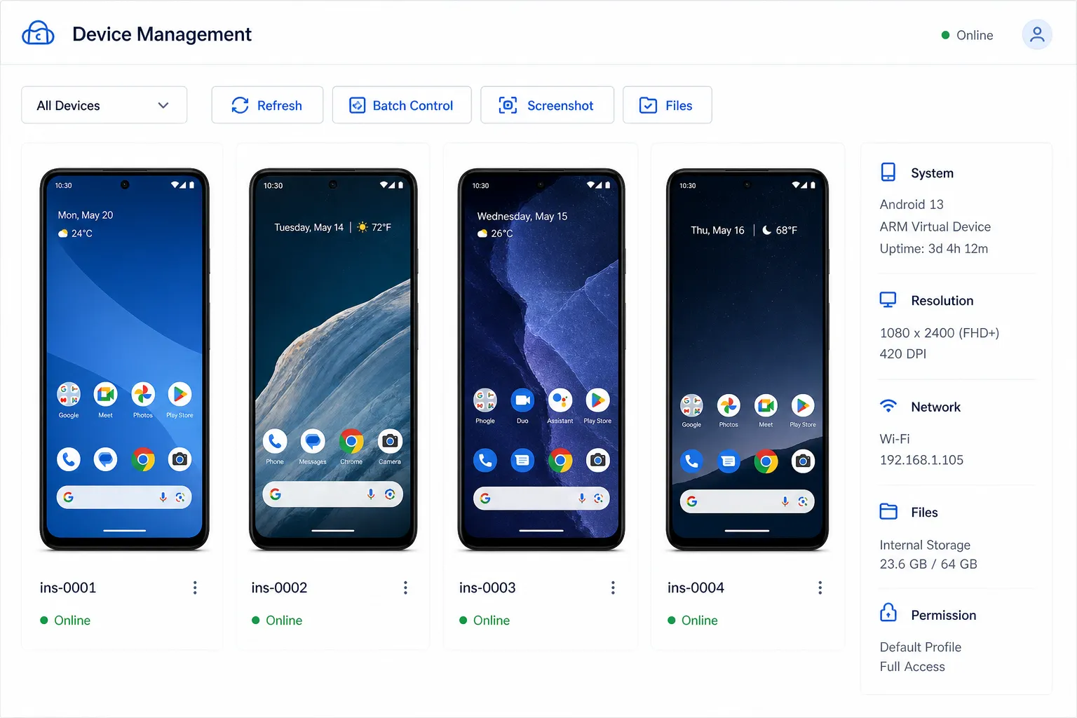 كونزولا موحدة تتعامل مع شاشات أجهزة Android متعددة السحابة